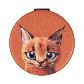 2JZSP0017 Miroir à main Ø 7 cm Orange Plastique Verre Chat Rond