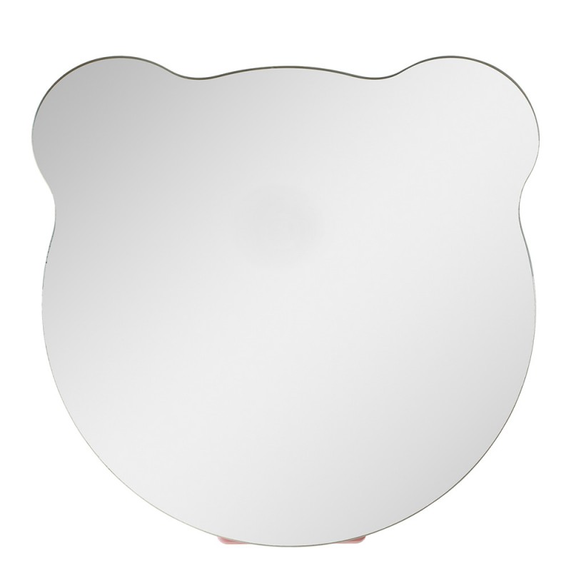 JZSP0018 Miroir de table 16x16x4 cm Rose Plastique Verre Ours