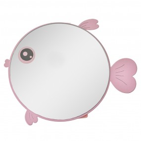 2JZSP0019 Table Mirror 21x20x4 Pink Metal Glass Fish