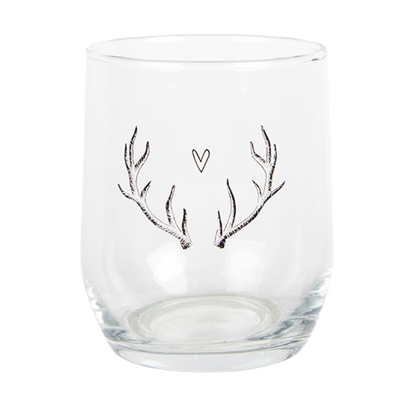 NWVGL0002 Water Glass 300 ml Transparent Glass Antler Drinking Cup