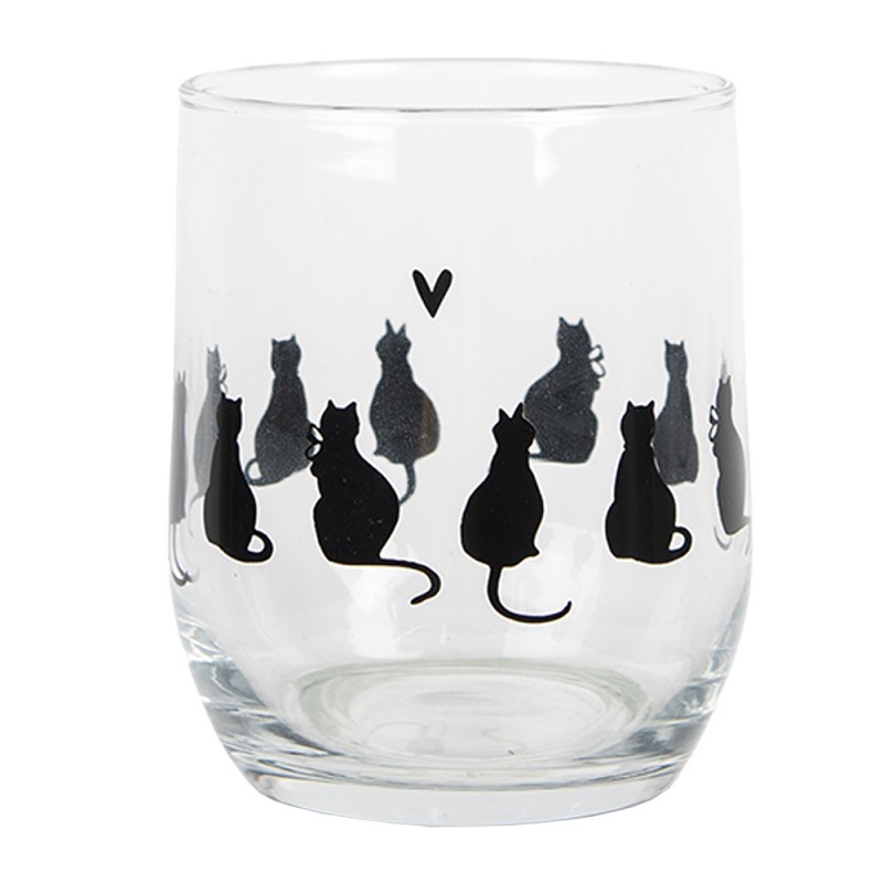 PWSGL0003 Water Glass 300 ml Transparent Glass Cats Drinking Cup