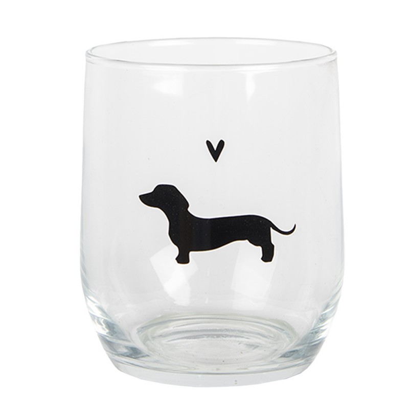 PWSGL0004 Water Glass 300 ml Transparent Glass Dachshund Drinking Cup