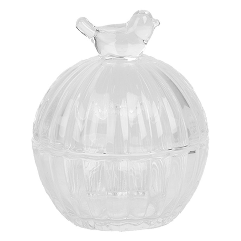 6GL4998 Storage Jar Ø 8x10 cm Transparent Glass Bird