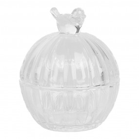 26GL4998 Storage Jar Ø 8x10 cm Transparent Glass Bird