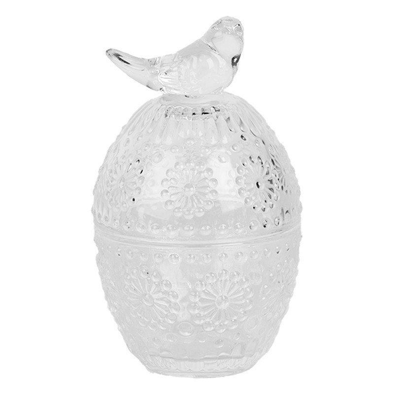 6GL5000 Pot de stockage Œuf Ø 9x16 cm Transparent Verre Oiseau Ovale