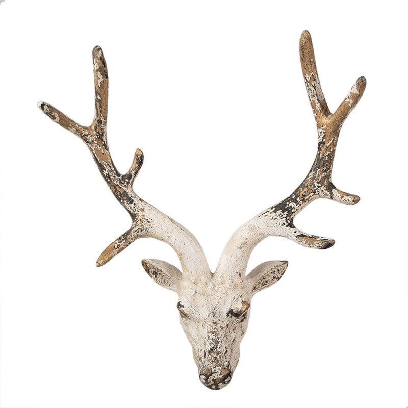 6MG0057 Wall Decoration Deer 33x14x43 cm Beige Ceramic material