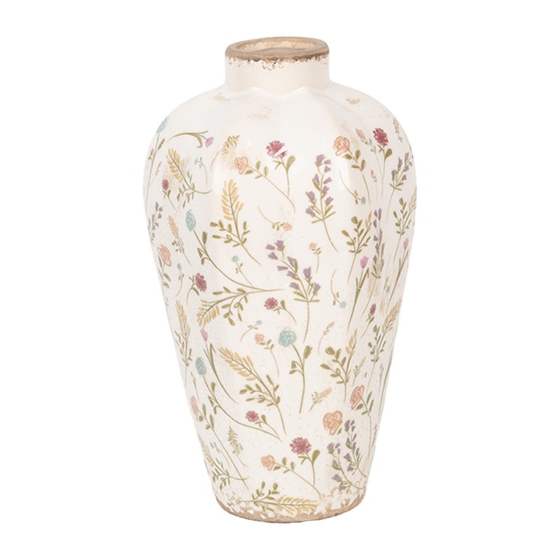 6CE1937S Vase Ø 17x30 cm Beige Pink Ceramic Flowers