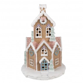 26PR4307 Lebkuchenhaus mit LED Ø 21x33 cm Braun Kunststoff