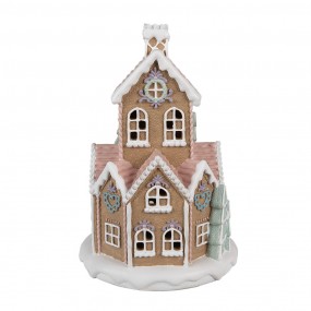 26PR4307 Lebkuchenhaus mit LED Ø 21x33 cm Braun Kunststoff