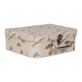 266022 Storage Box Set of 3 Books (3) 30x21x9 / 25x18x9 / 20x16x8 cm Beige Cardboard Flowers Rectangle