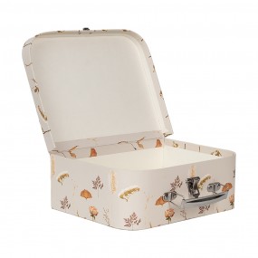 266022 Aufbewahrungsbox 3er Set Bücher (3) 30x21x9 / 25x18x9 / 20x16x8 cm Beige Karton Blumen Rechteck