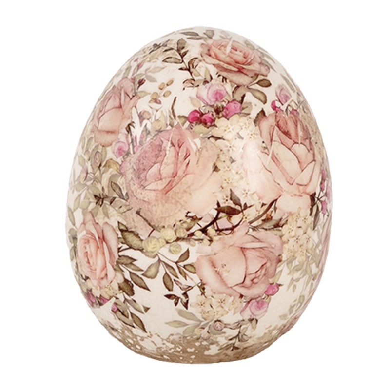 6CE1920M Decoration Egg Ø 10x12 cm Beige Red Ceramic