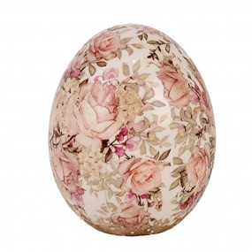 26CE1920M Decoration Egg Ø 10x12 cm Beige Red Ceramic