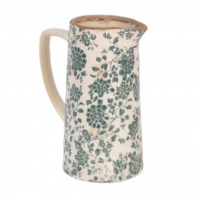 26CE1922L Brocca decorativa 21x14x26 cm Beige Verde Ceramica Fiori