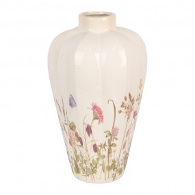 26CE1938L Vaso  Ø 24x40 cm Beige Rosa  Ceramica Fiori