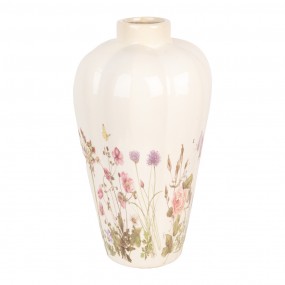 26CE1938L Vase Ø 24x40 cm Beige Pink Ceramic Flowers