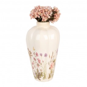 26CE1938L Vase Ø 24x40 cm Beige Pink Ceramic Flowers