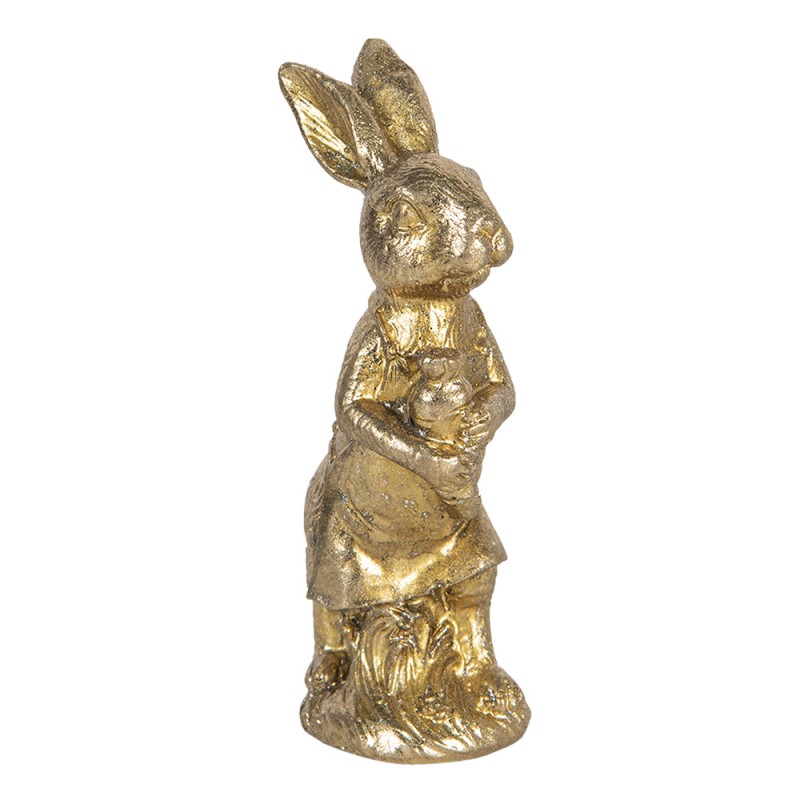 6PR3085GO Figur Kaninchen 15 cm Goldfarbig Polyresin Wohnaccessoires