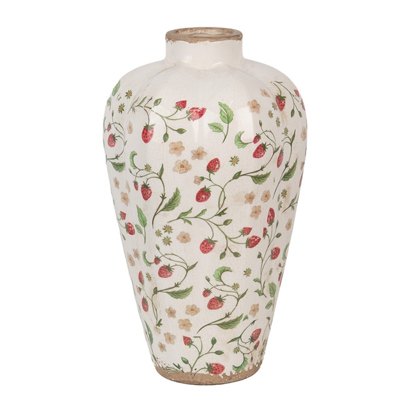 6CE1939L Vase Ø 24x40 cm Beige Red Ceramic Strawberries