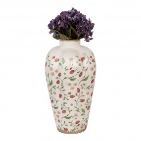 26CE1939L Vase Ø 24x40 cm Beige Rot Keramik Erdbeeren