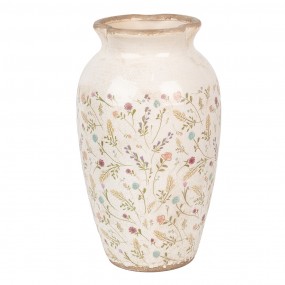 26CE1941L Vase Ø 21x37 cm Beige Pink Ceramic Flowers