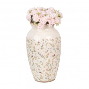 26CE1941L Vase Ø 21x37 cm Beige Pink Ceramic Flowers