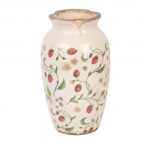 26CE1942S Vase Ø 16x27 cm Beige Rot Keramik Erdbeeren