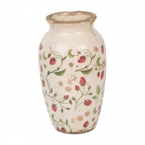 26CE1942S Vase Ø 16x27 cm Beige Rot Keramik Erdbeeren