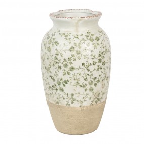 26CE1943L Vaso  Ø 21x37 cm Beige Verde Ceramica Fiori