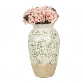 26CE1943L Vase Ø 21x37 cm Beige Grün Keramik Blumen