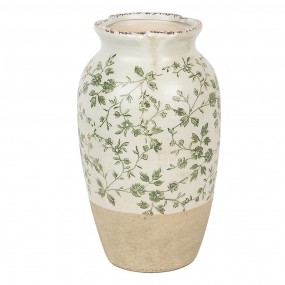 26CE1943S Vase Ø 16x27 cm Beige Grün Keramik Blumen