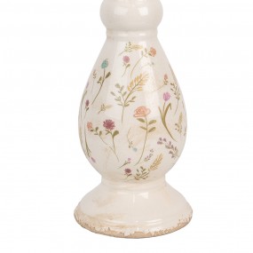 26CE1945L Candle holder Ø 14x32 cm Beige Pink Ceramic Flowers