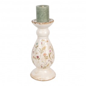 26CE1945L Candle holder Ø 14x32 cm Beige Pink Ceramic Flowers