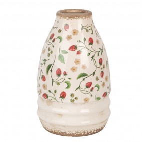 26CE1946M Vase Ø 21x32 cm Beige Rot Keramik Blumen