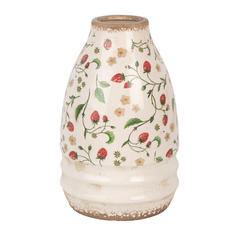 6CE1946M Vase Ø 21x32 cm Beige Red Ceramic Flowers