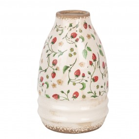 26CE1946M Vase Ø 21x32 cm Beige Red Ceramic Flowers