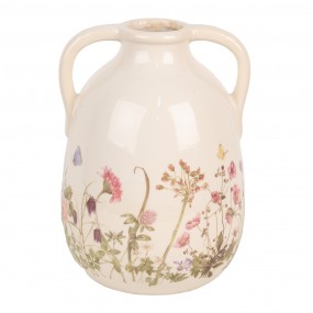 26CE1947L Vaso  Ø 16x22 cm Beige Rosa  Ceramica Fiori