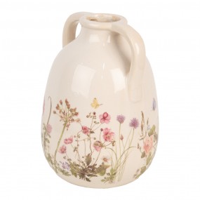 26CE1947L Vase Ø 16x22 cm Beige Pink Ceramic Flowers