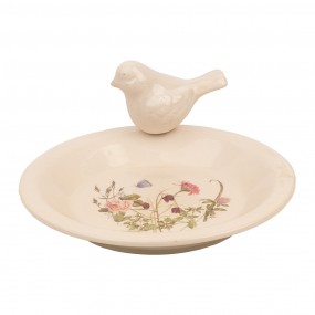 26CE1948M Bird Feeder Tray Ø 21x10 cm Beige Ceramic Bird