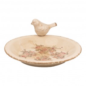 26CE1949L Bird Feeder Tray Ø 26x10 cm Beige Ceramic Bird