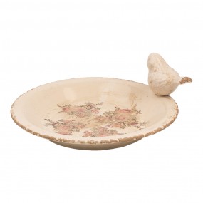 26CE1949L Bird Feeder Tray Ø 26x10 cm Beige Ceramic Bird