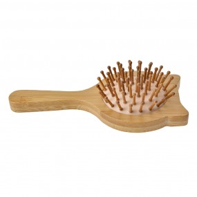 2JZHBR0002 Brosse à cheveux 16x8x3 cm Marron Beige Bois Verre Chat