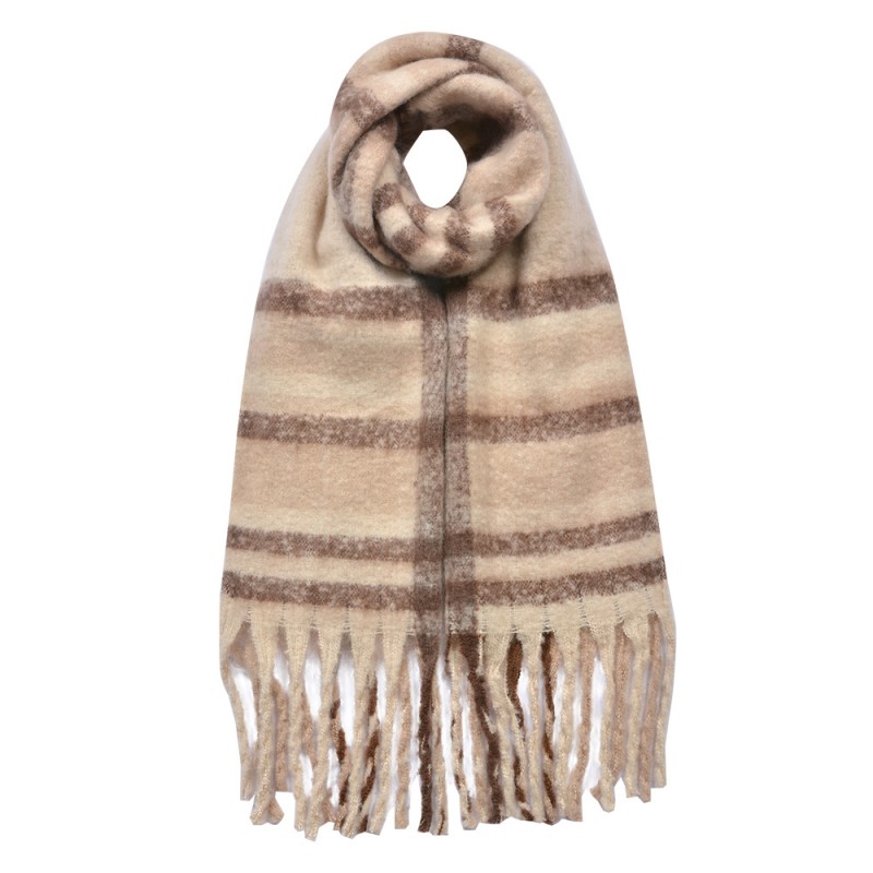 JZSC0822CH Écharpe d'hiver femmes 39x200 cm Beige Marron Synthétique Rectangle Écharpe