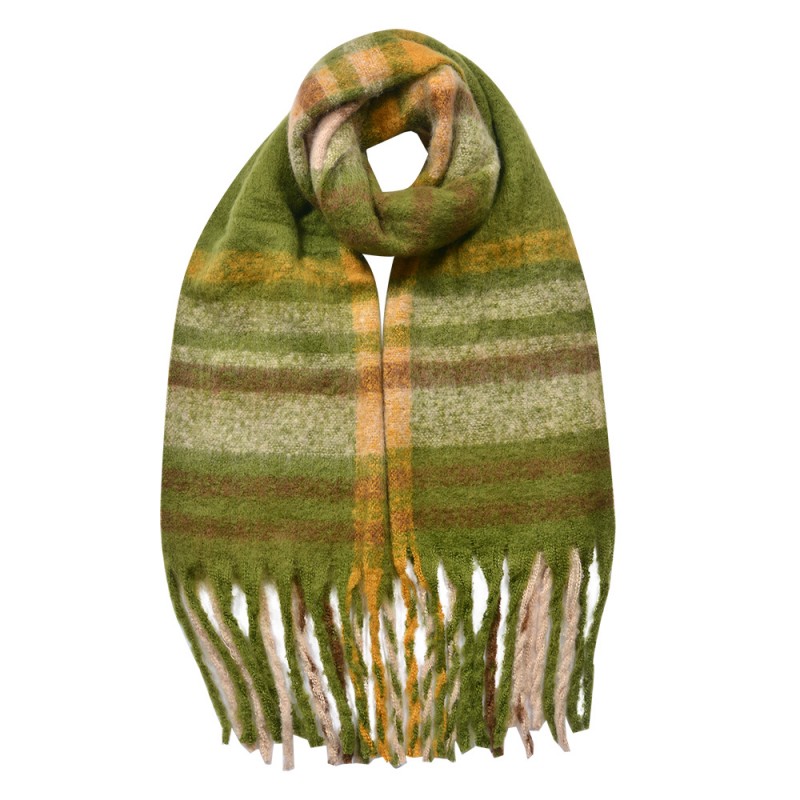 JZSC0822GR Winter Scarf Women 39x200 cm Green Brown Synthetic Rectangle Scarf