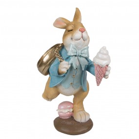 26PR4146 Figurine Lapin 30 cm Marron Bleu Polyrésine Décoration de Pâques