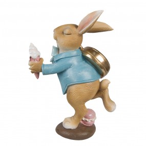 26PR4146 Figurine Lapin 30 cm Marron Bleu Polyrésine Décoration de Pâques