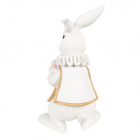 26PR4147 Figurine Rabbit 14 cm White Gold colored Polyresin Easter Decoration