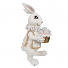 26PR4147 Figurine Rabbit 14 cm White Gold colored Polyresin Easter Decoration