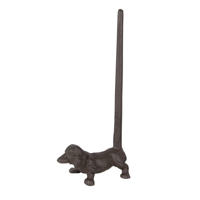 6Y5638 Porte-rouleau de cuisine Chien 14x8x30 cm Marron Métal