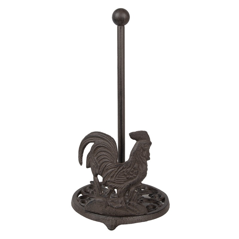 6Y5639 Kitchen Roll Holder Ø 17x33 cm Brown Metal Rooster